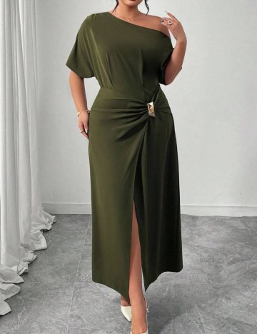 Rochie midi Shein Curve+, kaki