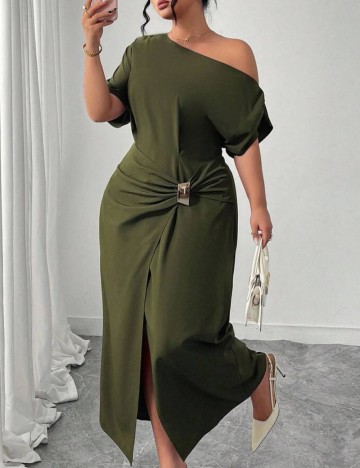 Rochie midi Shein Curve+, kaki