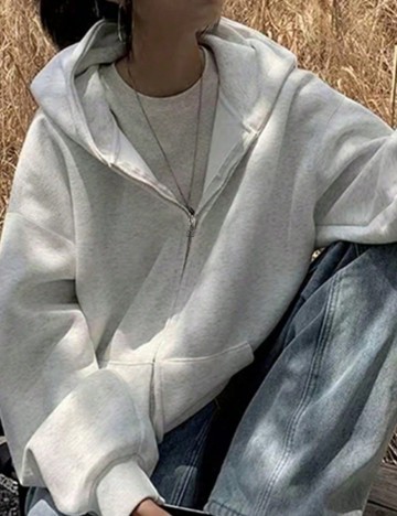 Hanorac Cu Fermoar Shein, gri