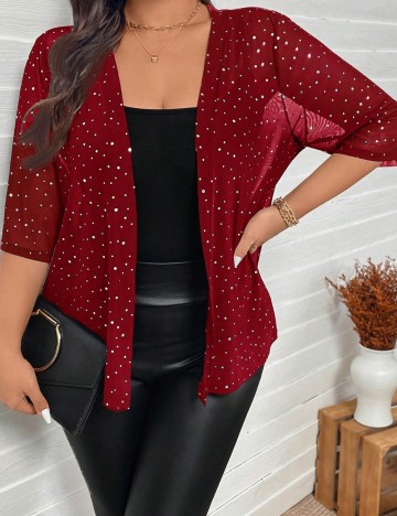 Cardigan Shein Curve+, vișiniu
