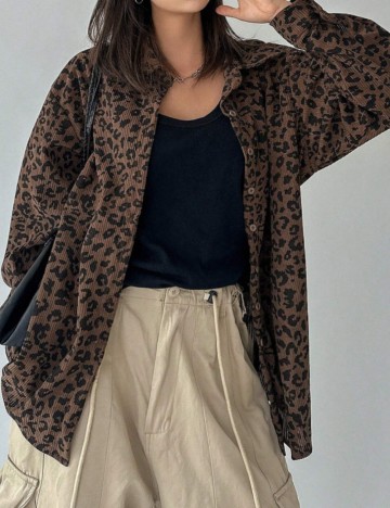 Cămașă Shein DAZY, maro