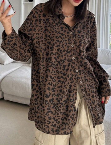 Cămașă Shein DAZY, maro
