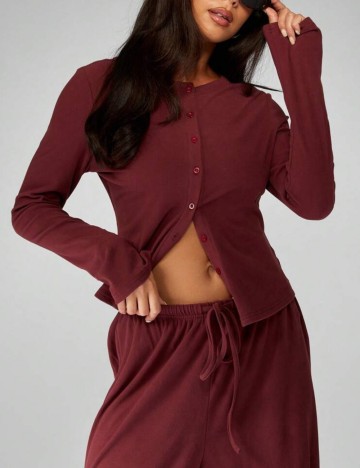 Bluză cu nasturi Shein Missguided, vișiniu