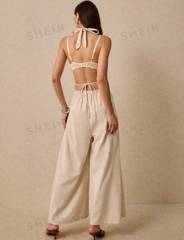 Salopetă lungă Shein Po&eacute;selle, bej