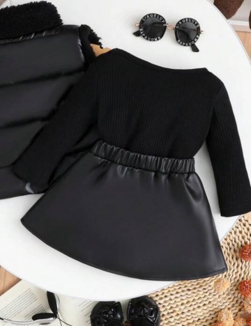 Fustă Imitație Piele Shein, negru