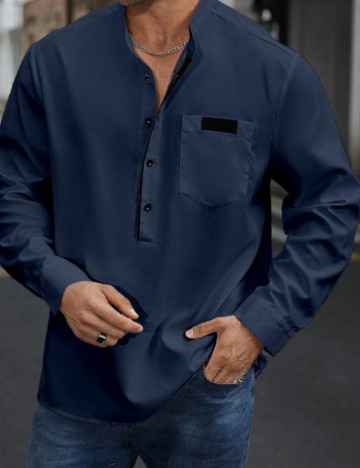 Cămașă Shein MANFINITY, albastru