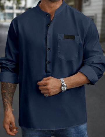 Cămașă Shein MANFINITY, albastru