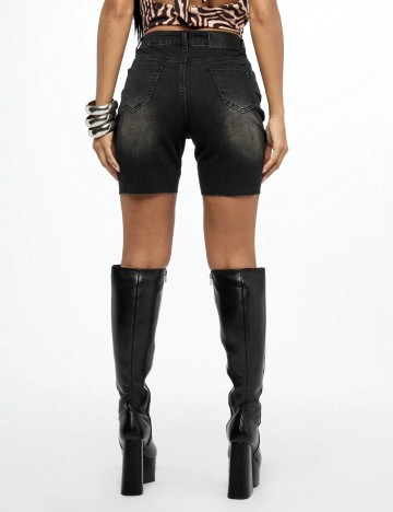 Pantaloni scurți de blugi Shein SUMWON, negru