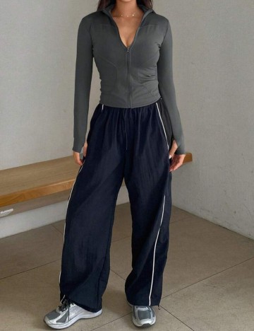 Bluză cu fermoar Shein, gri