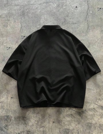 Cămașă cu m&acirc;necă scurtă Shein MANFINITY, negru