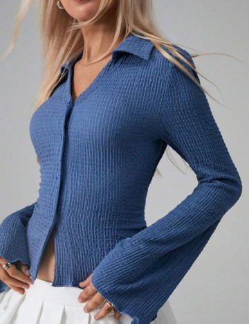 Bluză cu nasturi Shein, albastru