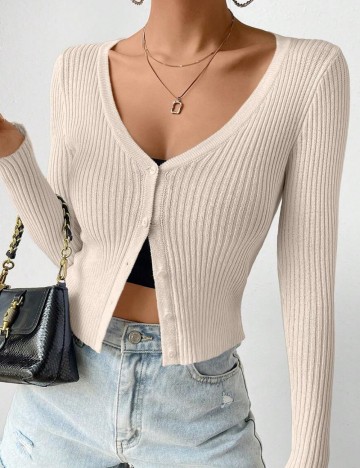 Bluză cu nasturi Shein, bej