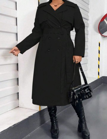Trench Shein Curve+, negru