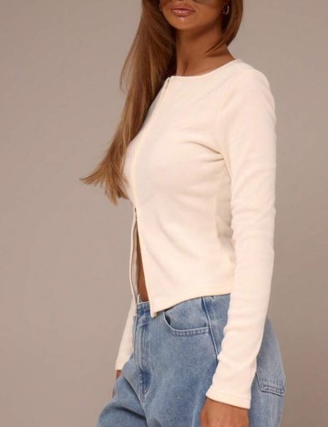 Bluză cu fermoar Shein, bej