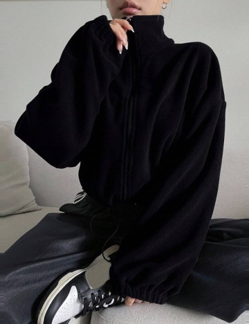 Bluză cu fermoar Shein, negru