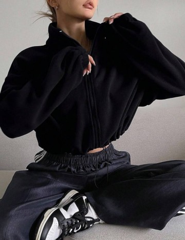 Bluză cu fermoar Shein, negru