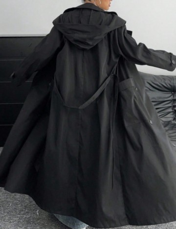 Trench Shein Curve+, negru