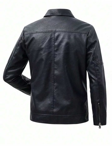 Geacă Imitație Piele Shein MANFINITY, negru