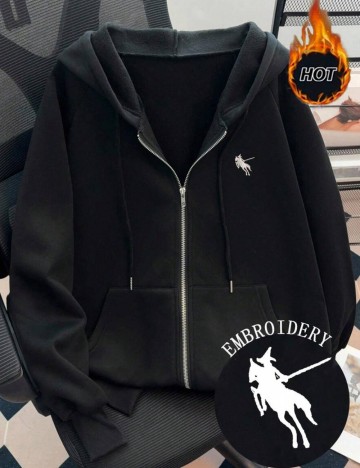 Hanorac Cu Fermoar Shein, negru