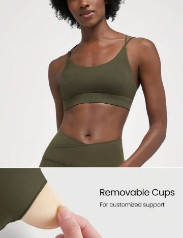 Bustieră sport Shein GLOWMODE, kaki