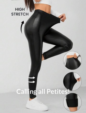 Colanți imitație piele Shein, negru