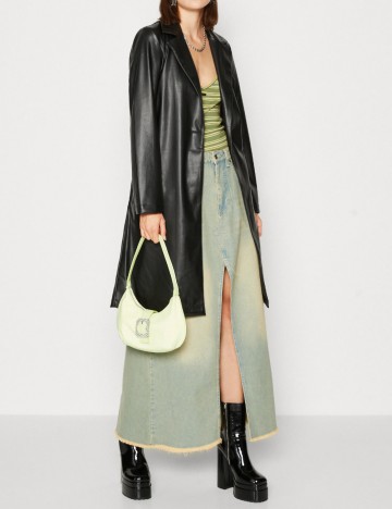 Trench imitație de piele Noisy May, negru