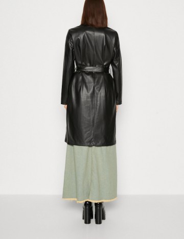 Trench imitație de piele Noisy May, negru