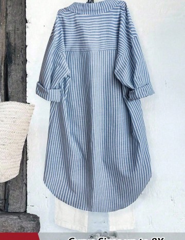 Cămașă lungă Shein Curve+, albastru