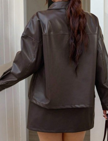Jachetă imitație de piele Shein, maro