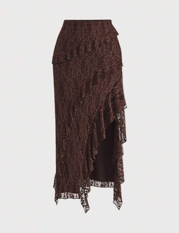 Fustă maxi Shein Curve+, maro