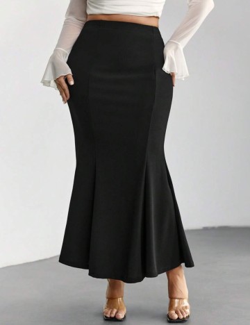 Fustă midi Shein Curve+, negru