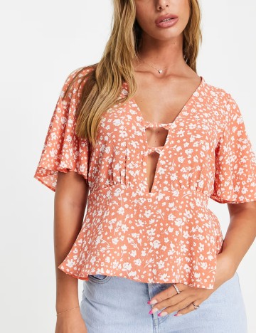 Cămașă cu m&acirc;necă scurtă ASOS, portocaliu