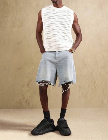 Pantaloni scurți de blugi Shein SUMMON, albastru