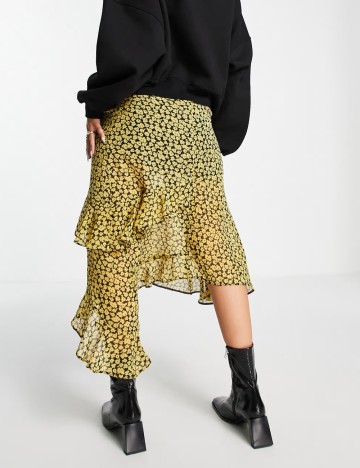 Fustă midi ASOS, galben