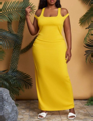 Rochie maxi Shein Curve+, galben