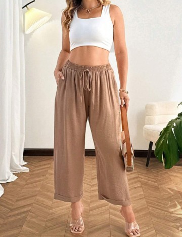 Pantaloni Shein Curve+, maro