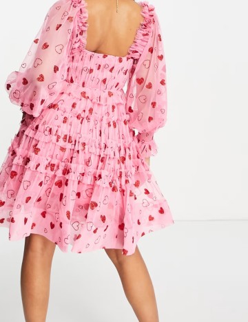 Rochie mini Lace & Beads, roz