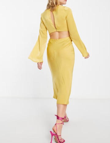 Rochie midi ASOS, galben muștar