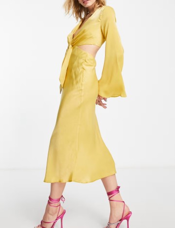 Rochie midi ASOS, galben muștar