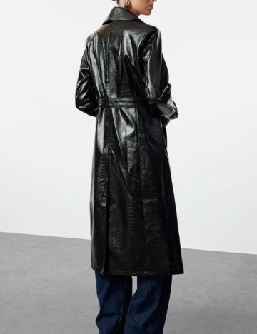 Trench imitație de piele TRENDYOL, negru