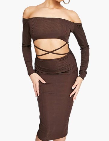 Rochie midi I SAW IT FIRST, maro