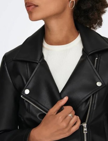 Geacă Imitație Piele Jdy, negru