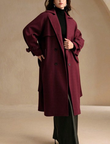 Palton Shein Curve+, vișiniu