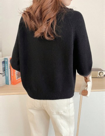 Pulover cu fermoar Shein, negru