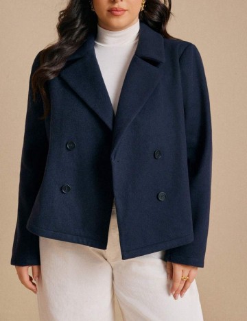 Palton scurt Shein Curve+, albastru