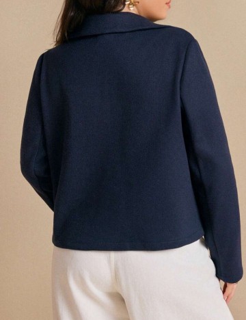 Palton scurt Shein Curve+, albastru