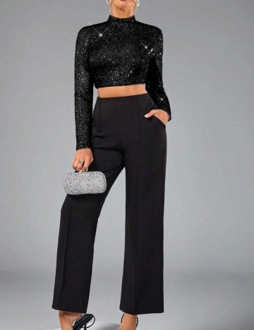 Bluză cu fermoar Shein, negru