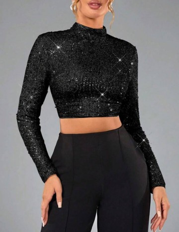 Bluză cu fermoar Shein, negru