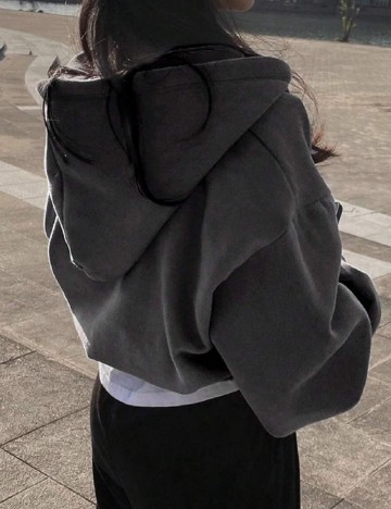 Hanorac Cu Fermoar Shein, negru