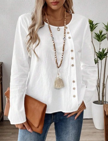 Cămașă Shein Emery Rose, alb